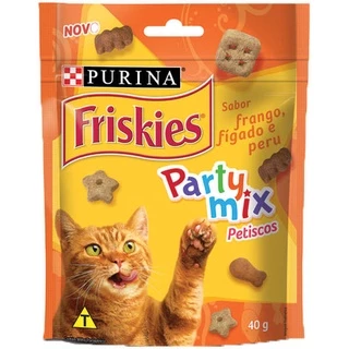 Petisco Friskies Party Mix Frango, Fígado e Peru para Gatos Adultos 40g - Nestlé Purina