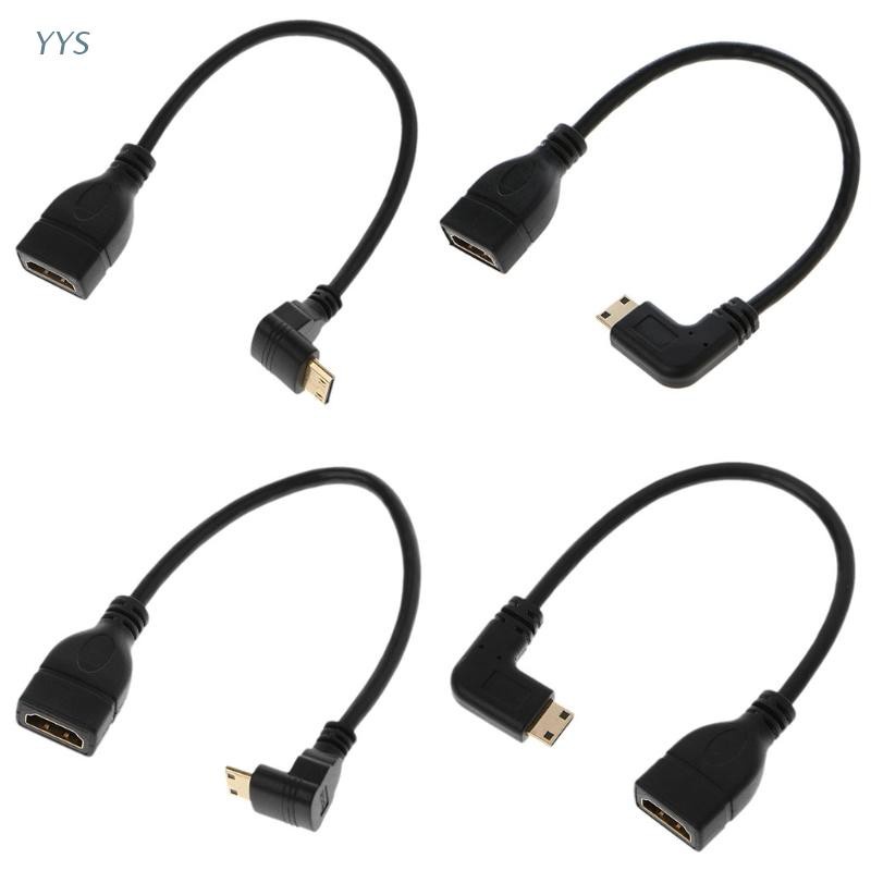 Yys 90 Graus Angular Mini Usb Hdmi Macho Para Hdmi Fêmea Cabo De Extensão De Dados 21 cm