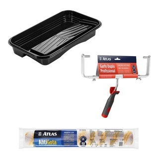 Kit Big Atlas Com Bandeja + Garfo Duplo Profissional + Rolo Antigota 46cm