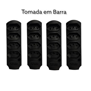 Kit 4 Tomadas Quadrupla em Barra para extensão 10A ou 20A Preto ou Branco Certificada