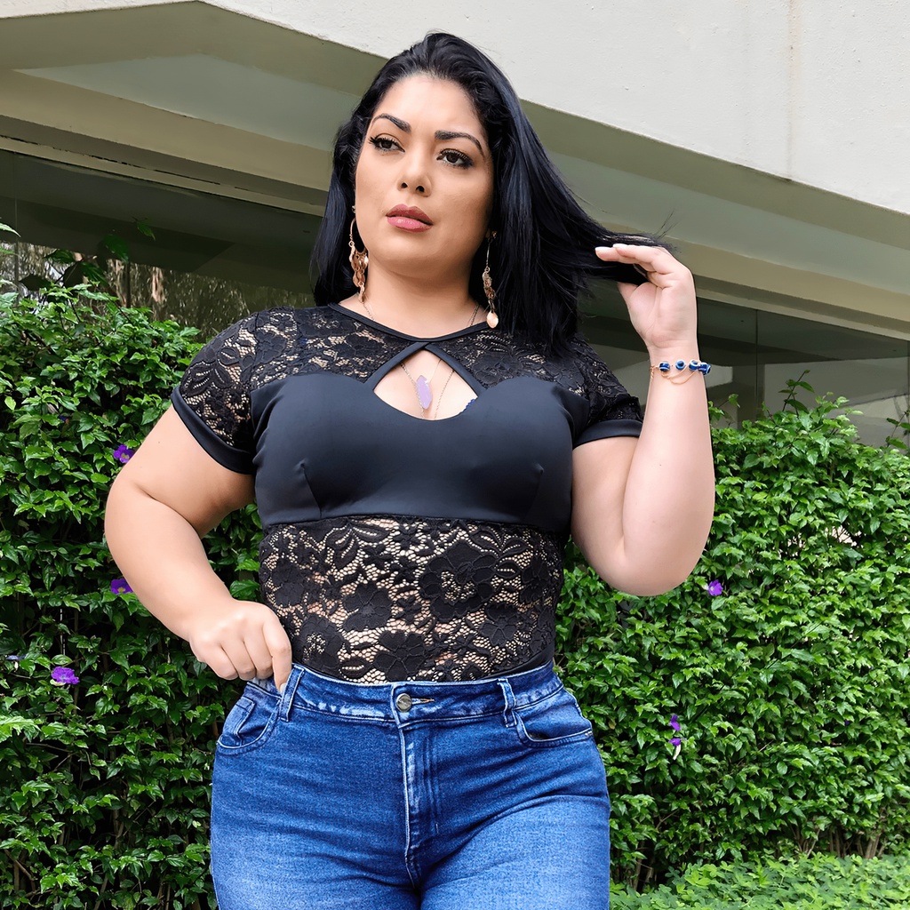 Body feminino com hot sale bojo plus size