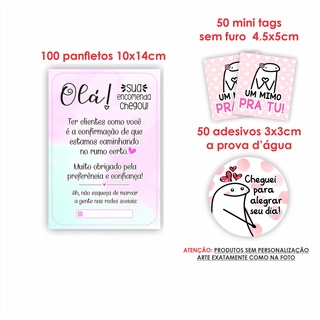 Kit Papelaria Combo Empreendedor Panfletos Agradecimento ao Cliente + Mini cartões Tag sem Furo + Adesivos mod 25