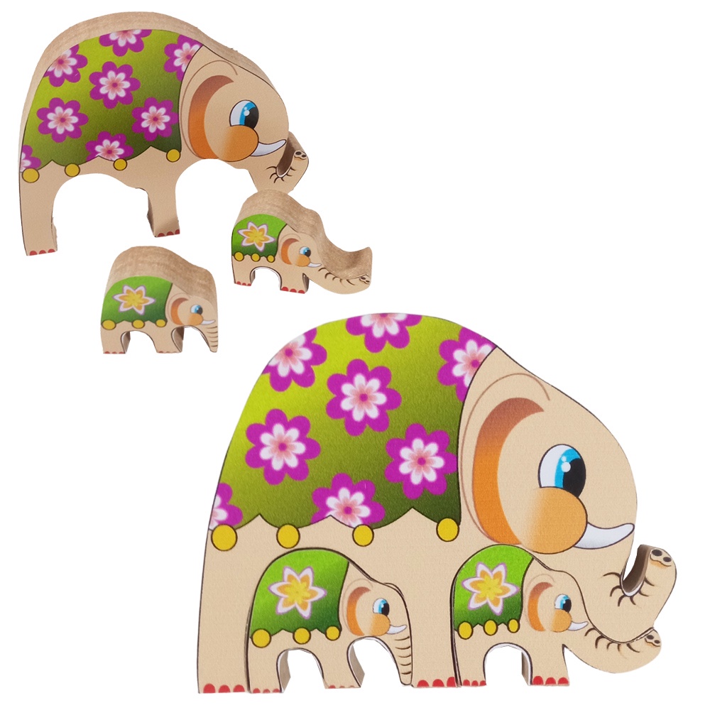 Quebra-Cabeça Infantil Elefante Educativo Pedagógico Madeira