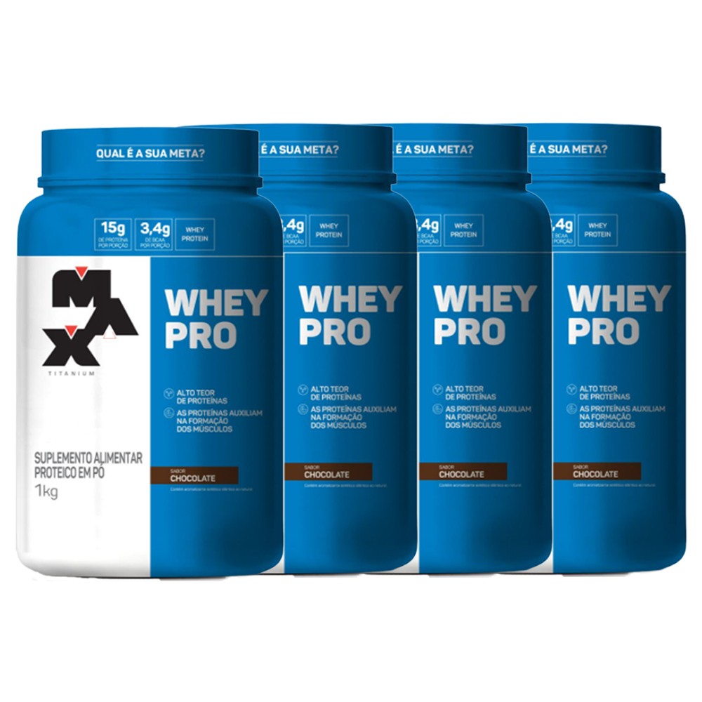 Kit 4 Whey Pro 1kg – Max Titanium