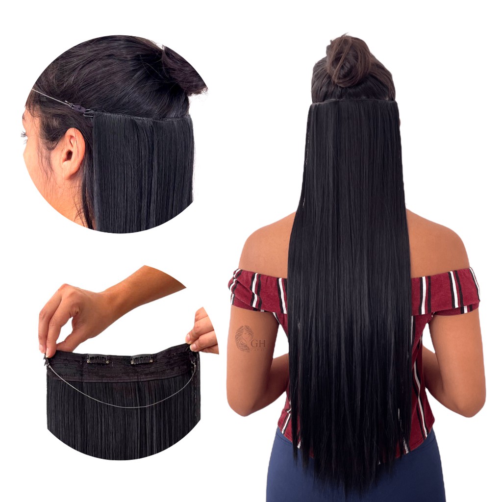 Aplique Fio Invisível/Tiara Magica Idêntico Ao Cabelo Natural Mega Hair