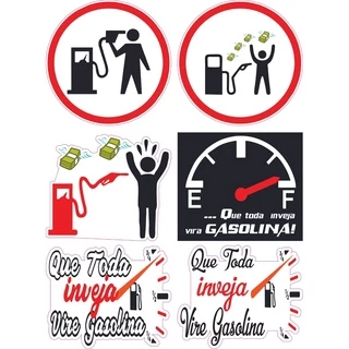 Adesivo que toda inveja vire gasolina moto carro kit com 6