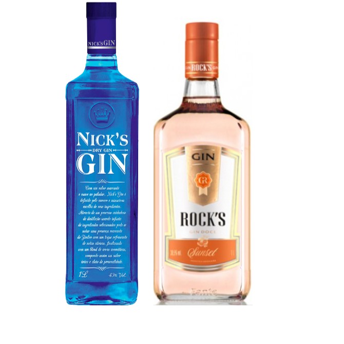 Kit Gin Rock's Sunset e Nick's London Dry 1000ml | Shopee Brasil