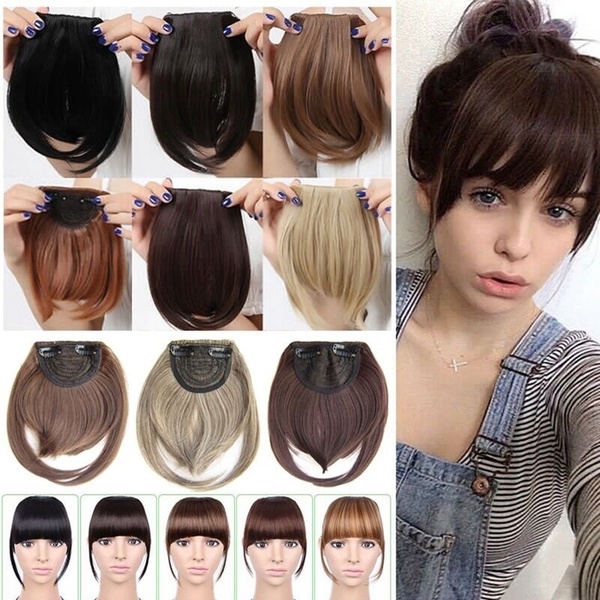 1Pc Espessa Peruca Clip On Neat Bang Fringes Em Extensões De Cabelo ...
