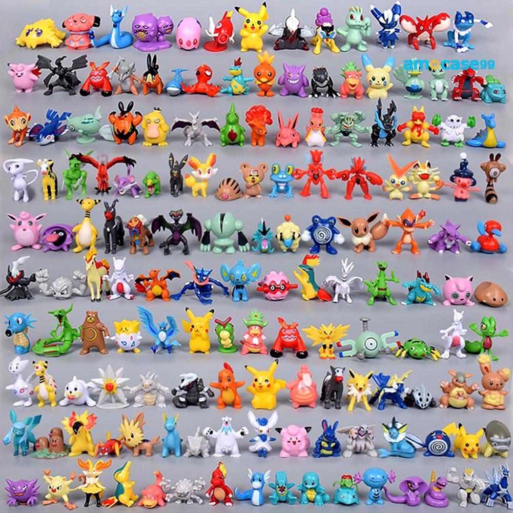 Amocas 144pcs Bonecos De Elfin Pokemon / Monstro De Bolso / Mini Action Figure / Brinquedos Para Crianças / Aniversário