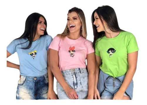 Camiseta Feminina Meninas Super Poderosas Docinho Chemical Baby Look