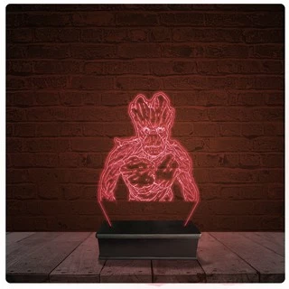 Abajur Luminária Acrílico Led - Groot Marvel Guardiões 10