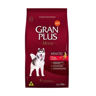 Ração GranPlus Menu Cães Adultos Porte Médio e Grande Carne e Arroz 20kg
