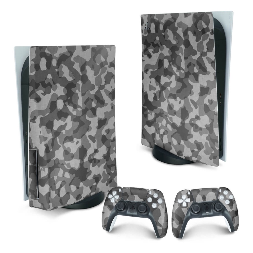 Skin PS5 Playstation 5 Adesivo - Camuflado Cinza
