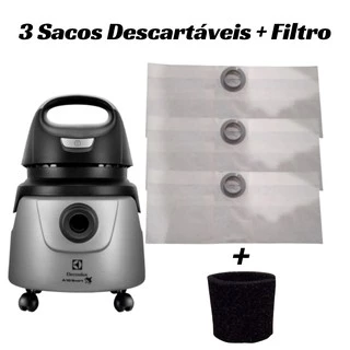 3 Sacos Aspirador Electrolux A10 Smart Mod A10n1 + Filtro Motor