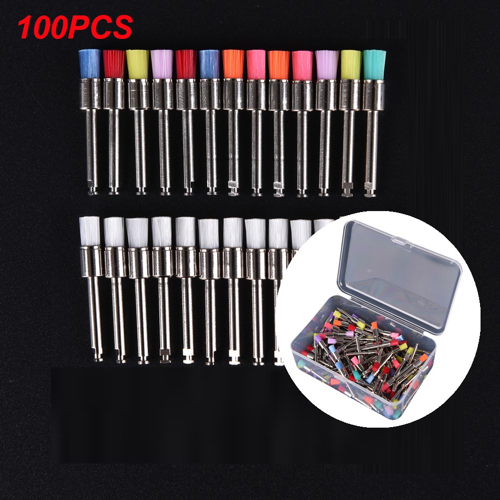 100 Pcs 0.4cm Dental Care Nylon Type Latch Flat Polishing Polisher Prophy Brushes Polishing Brush Dental Lab Product Dental Care