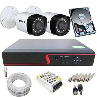 Kit 2 Câmeras de Segurança Híbridas 1080p 2 Megapixel + DVR 4 Canais Com Acesso à Internet