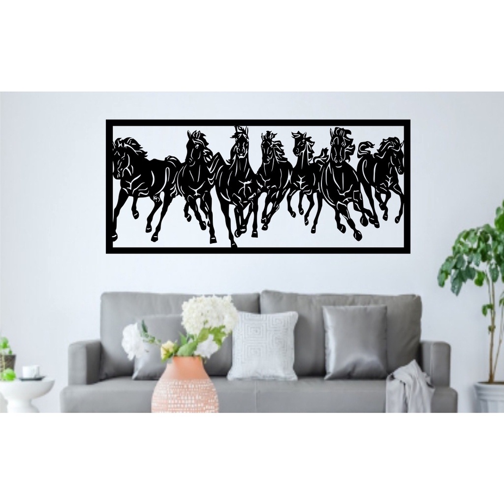 Quadro Decorativo Vazado Cavalo Marinho Geométrico MDF 3mm Preto