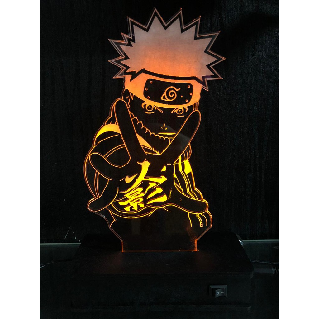Luminária Led 3D, Naruto Uzumaki, Naruto Shippuden, Aldeia da Folha, 16 cores, Geek, Anime