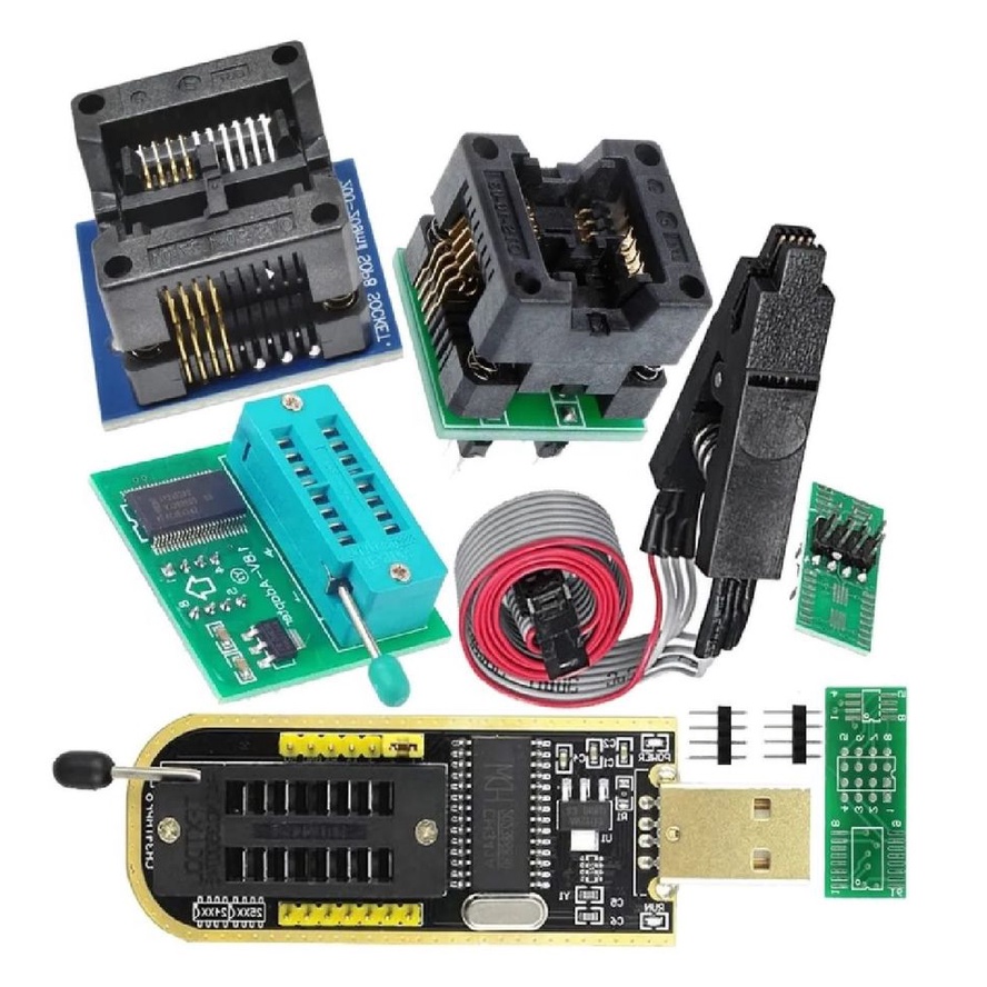 Kit Gravador Bios Usb Eprom Ch341a + Pinça Jacaré + Adaptador 1.8v ...