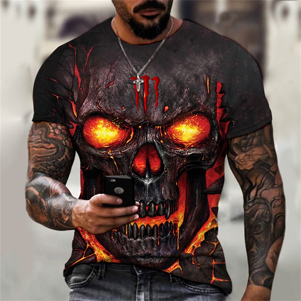 Camiseta masculina branca Halloween Caveira Esqueleto Escura Velas em  Promoção na Americanas