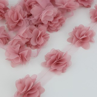 (60 PCS/lot) Pétalas Tecido De Renda Chiffon Webbing Decoração Fitas De Presente De Amor Artesanato 50mm De Largura
