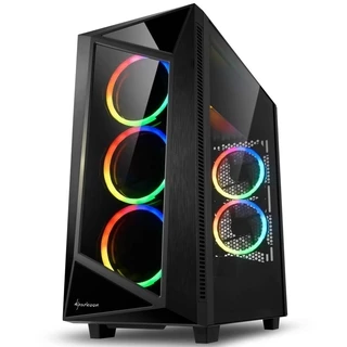 Gabinete Gamer Sharkoon REV200, Mid Tower, RGB, com FAN, Lateral em Vidro - REV200