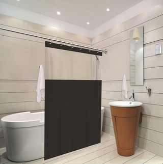 Cortina Box Com Ganchos Antimofo em Pvc 1,38 X 1,98 Preta