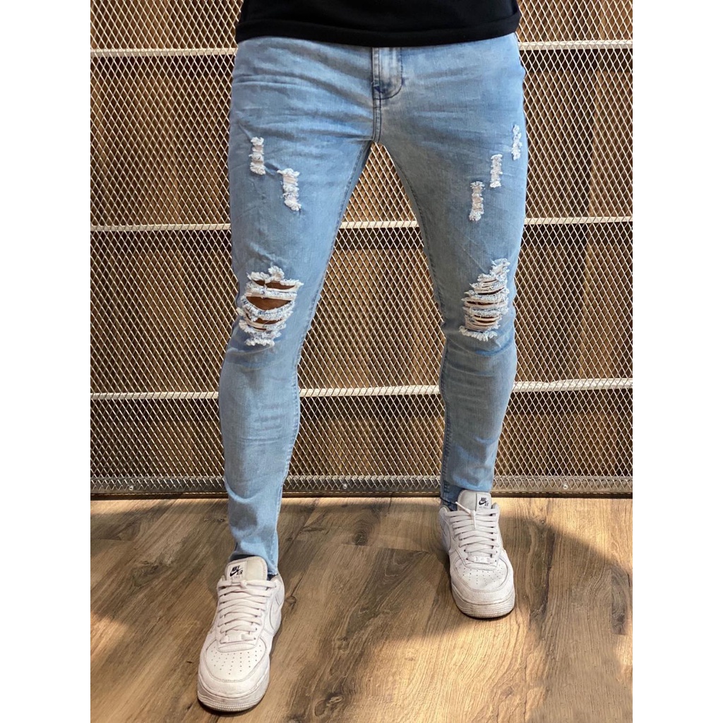 Calça jeans lavagem clara clearance masculina