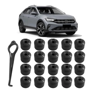 Kit Capa Parafusos Roda Vw Nivus Tcross T-cross Virtus Polo (20 capas) + chave