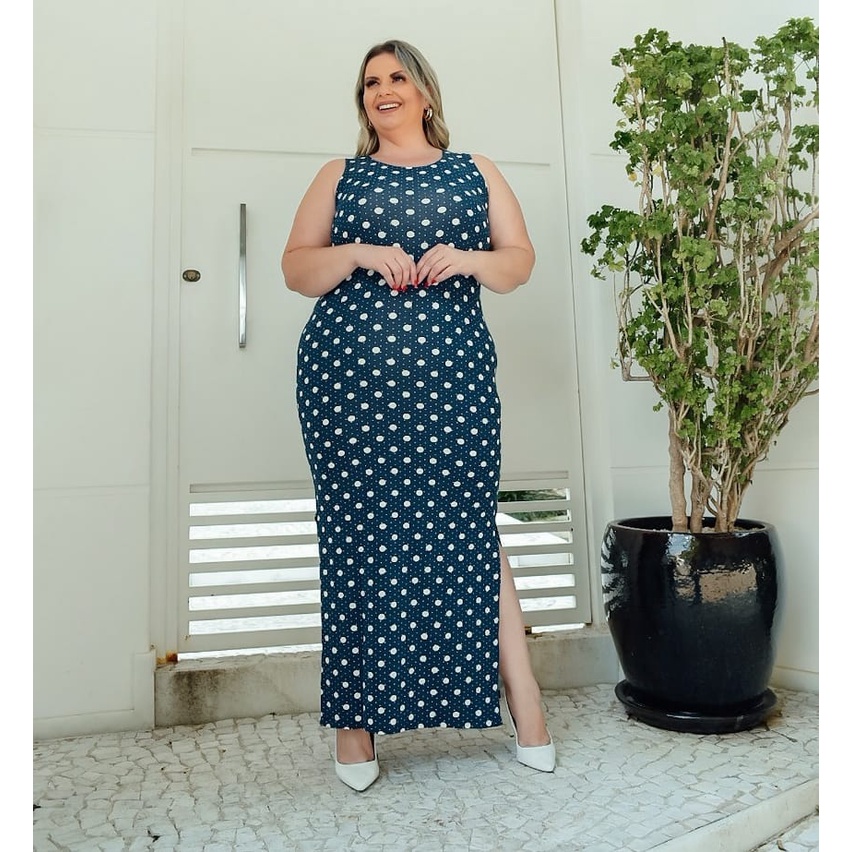 Vestido Longo Viscose Plus Regata Alcinha