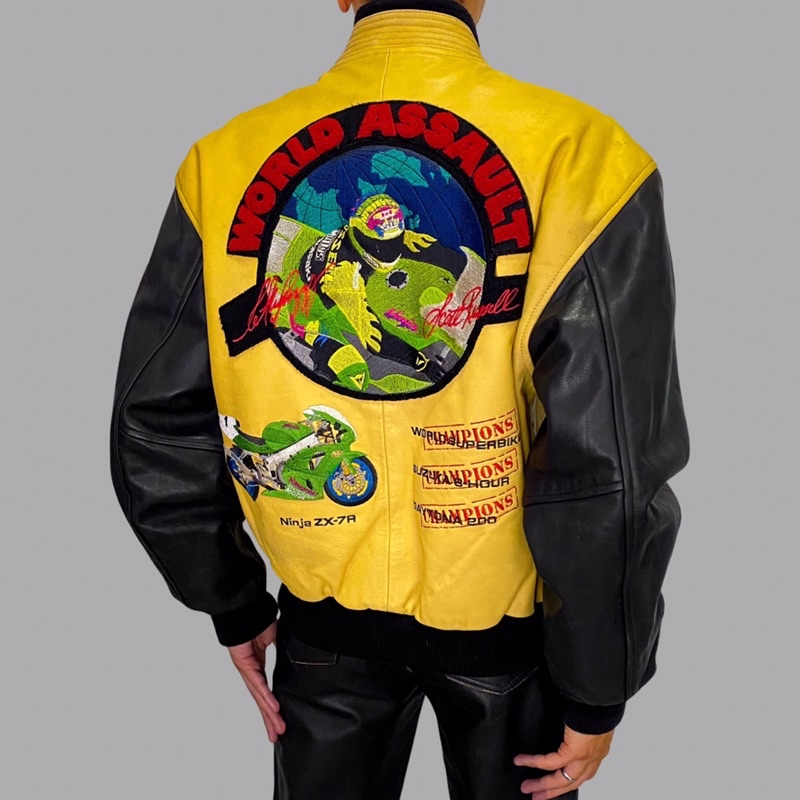 Jaqueta Vintage Kawasaki em Couro Legítimo | Shopee Brasil