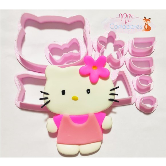 Personagens - Kit Cortador + Carimbo Hello Kitty 3D - R.R. Oliveira - Chefon