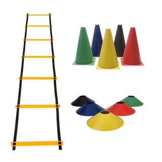 Kit Treino 1 Escada De Agilidade Eva + 5 Cones Treinamento Funcional + 5 Pratos de Agilidade