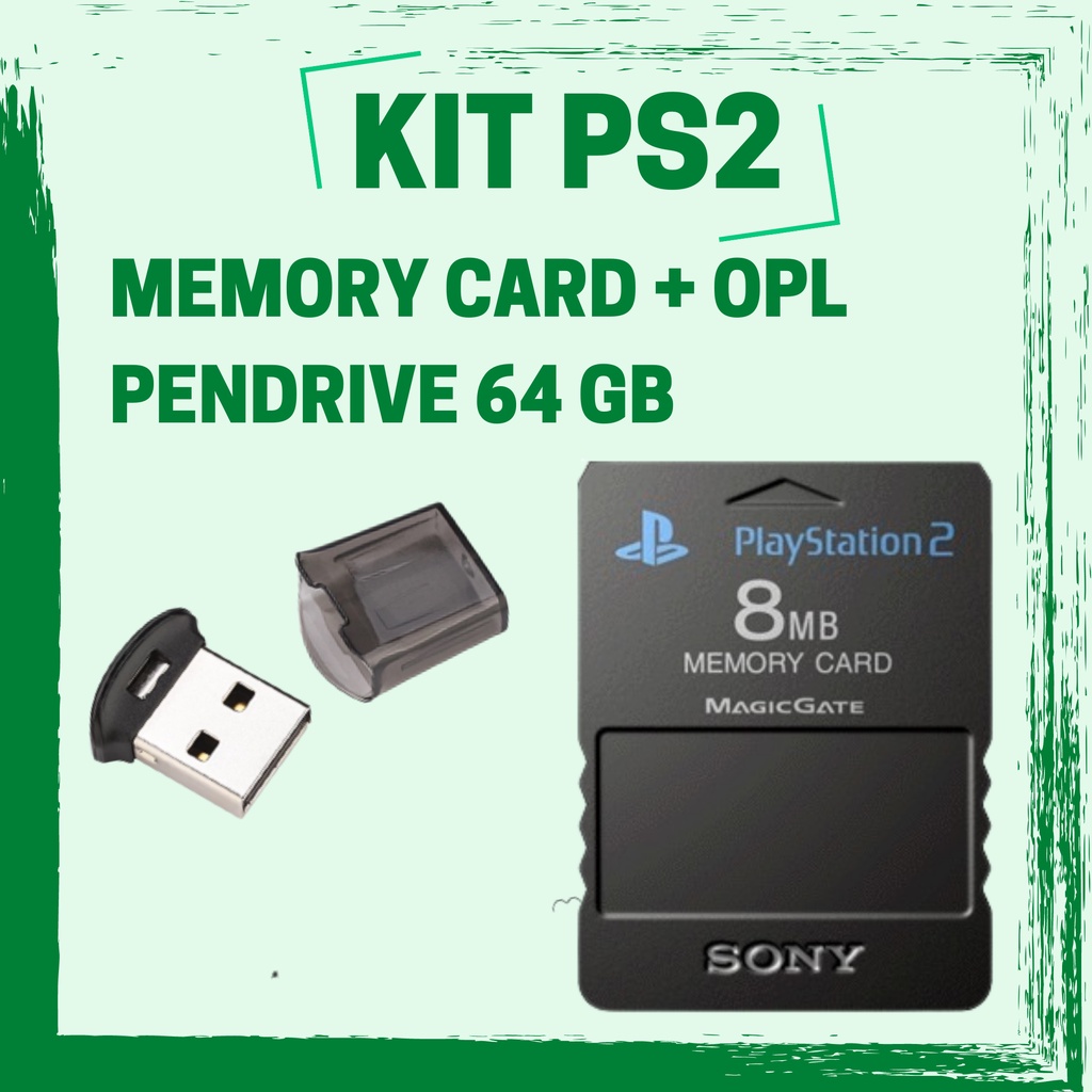 Kit Opl Memory Card Ps2 + Pendrive 64 Gb + Jogos