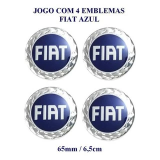 Jogo Emblema Fiat Azul Resinado 65mm P/calota De Roda Liga