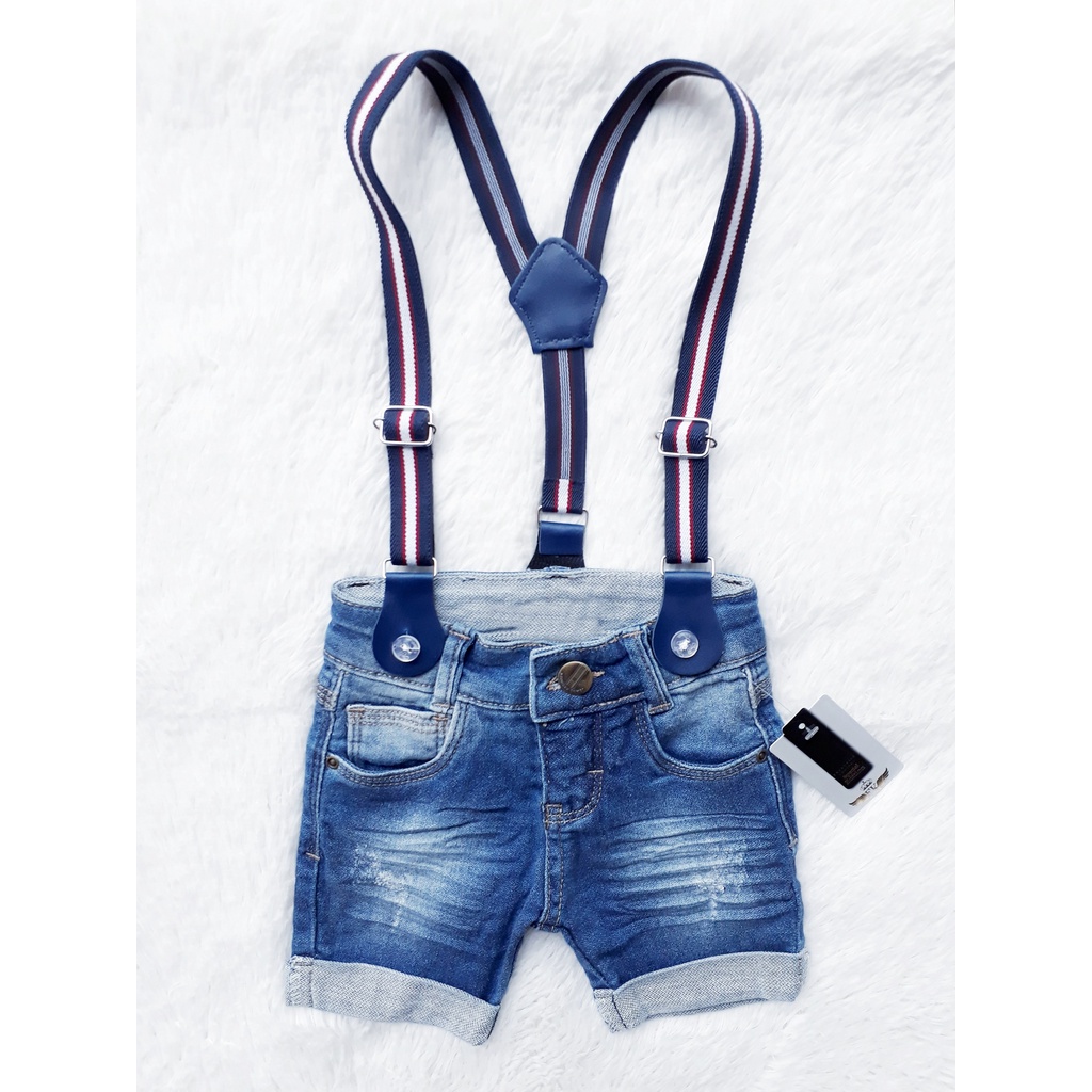 Short jeans discount com suspensório infantil