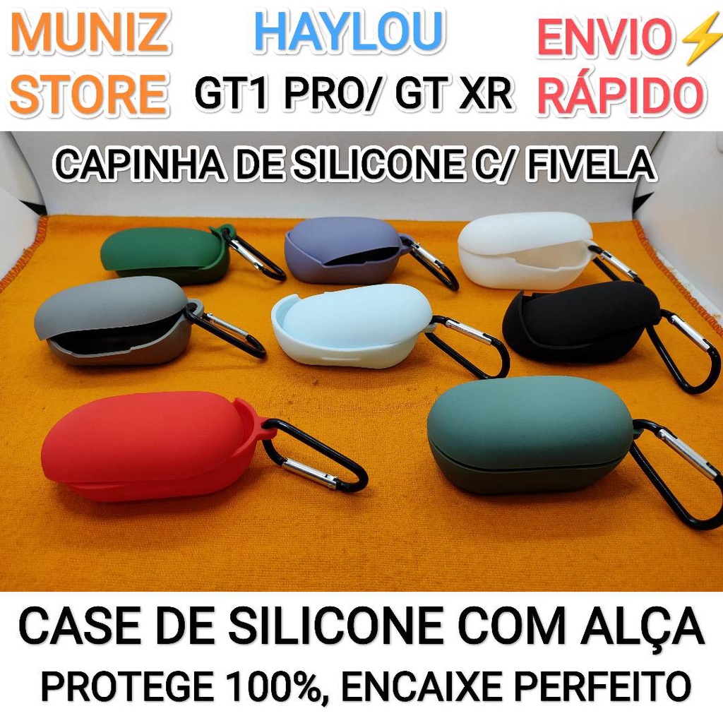 Capa Capinha Case Haylou GT1 Pro e GT XR Silicone Colorida Com Fivela de Proteção para Fone Xiaomi Haylou