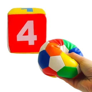Kit 2 Brinquedo Bebê Chocalho Bola Macia Dado para Bebe Menino Menina