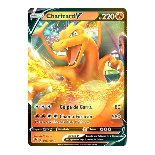 Carta Pokémon Charizard V Gigante E Com Preço Baixo + Brinde