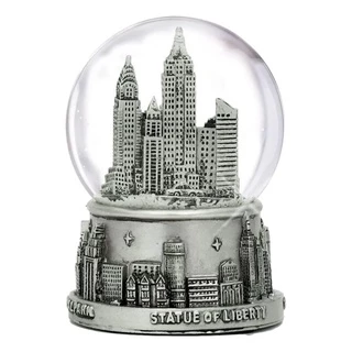 Globo De Neve De Nova York Com Linha De Prata 9 Cm Importado