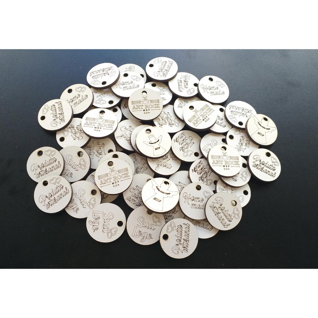 50 Etiquetas Tags Em Mdf Meio Banco | Shopee Brasil