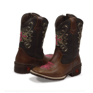 Bota Texana Country Infantil Texas Gold de Couro Flora