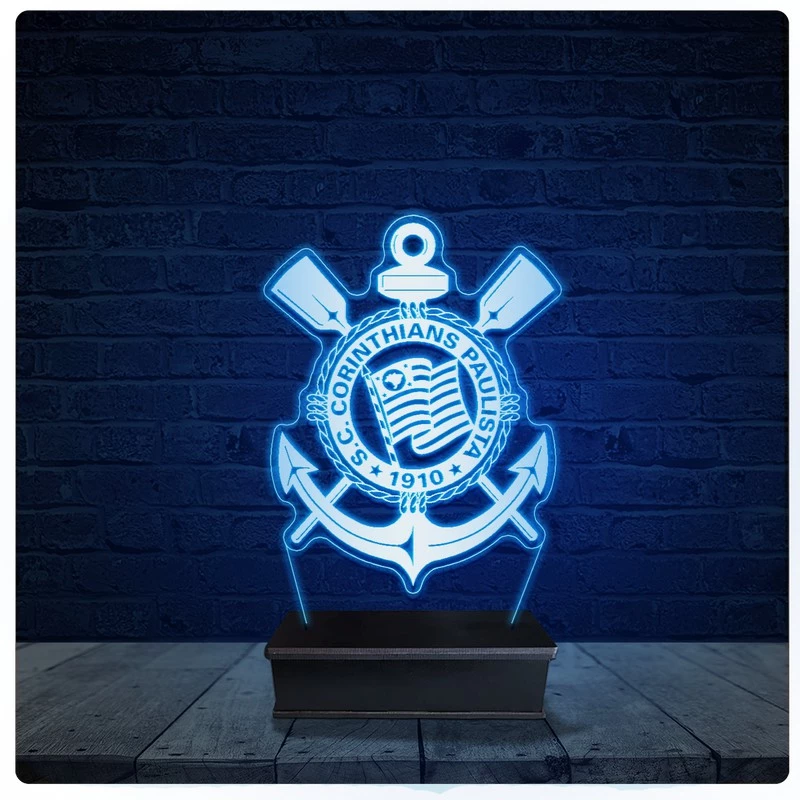 Luminária Led Acrilico Abajur - Corinthians Futebol Time 15