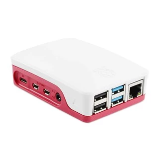 Case Raspberry Pi 4 Vermelho e Branco com Logotipo em Relevo