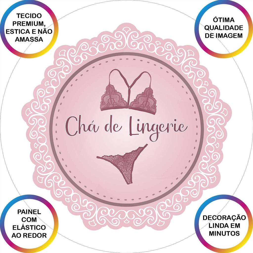 Painel de Festa em Tecido - Chá de Lingerie Preta Fundo Rosa Seco