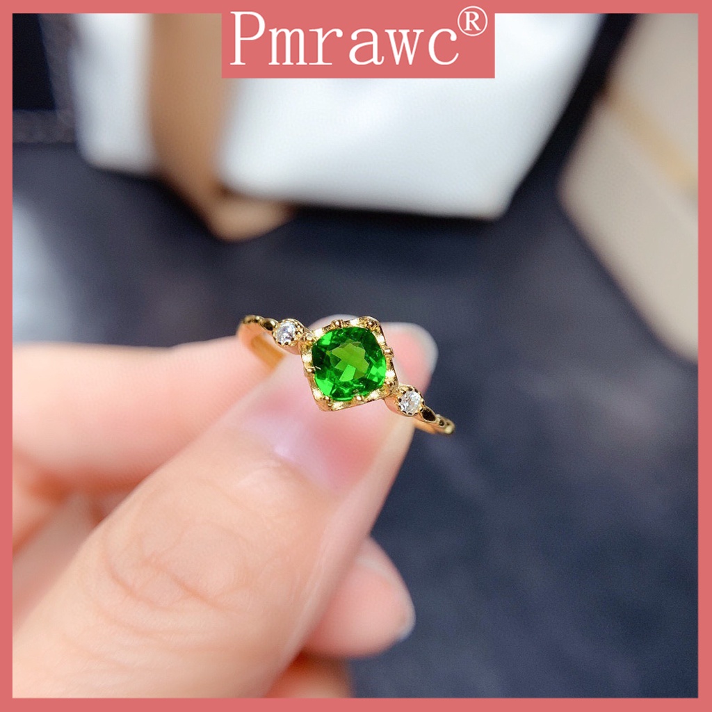 Anel De Abertura Feminino Natural Diopside Ouro 18K Fresco
