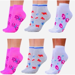 Kit 15 Pares de Meias Soquete Adulto Feminina Estampada Cores Delicadas