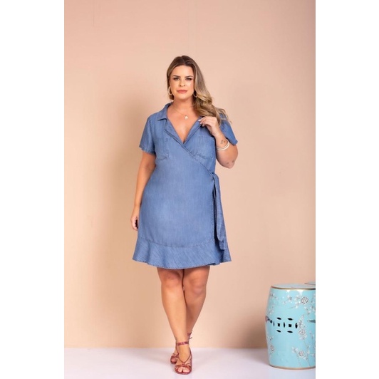 Vestido transpassado sale jeans