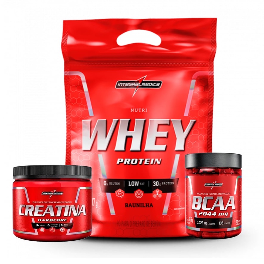 KIT Whey Protein Nutri 907g Refil + Creatina 150g Pura + BCAA 90 Caps – Integralmedica