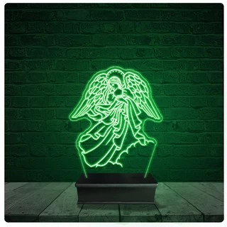 Luminária Abajur Acrílico Led - Anjo Religioso
